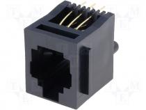 Connector RJ12 socket PIN 6 Contacts phosphor bronze THT