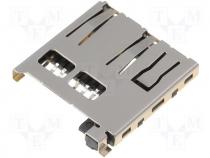 Connector for cards Micro SD with ejector SMD Rcont max 40mΩ