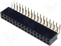 Socket pin strips female PIN 32 angled 2.54mm THT 2x16 3A