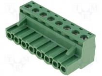 Pluggable terminal block plug female 2.5mm2 5.08mm on cable