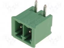 Pluggable terminal block socket male angled 3.5mm THT ways 2