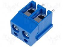 Terminal block angled 2.5mm2 THT screw terminals ways 2 16A