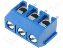 Terminal block angled 1.5mm2 5mm THT screw terminals ways 3