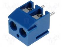 Terminal block angled 0.5mm2 3.81mm THT screw terminals 10A