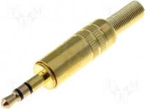 Jack plug 3,5mm hood metal stereo gold plated