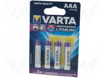 Battery lithium AAA R3 1.5V blister 4pcs Ø 10.5x44.5mm