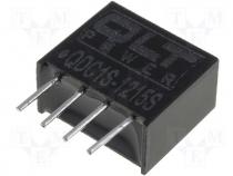 Converter DC/DC 1W Uin 12V DC 30mppm/C 100kHz SIL4PIN 75Vpp