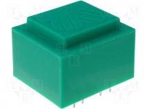 Encapsulated trafo, PCB mount, 2VA, 230/2x6V