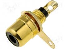 Connector RCA socket female gold plated panel mounting 6mm