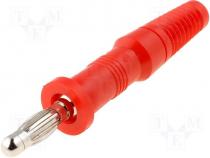 Plug 4 mm banana plugs 10A 60V DC red Max.wire diam 4mm