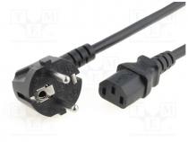 Cable, CEE 7/7 (E/F) plug angled, IEC C13 female, 1.8m, black