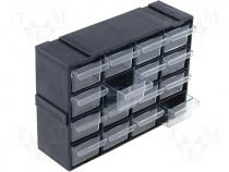 Set with drawers, 220x70x160mm, polypropylene, Module  black