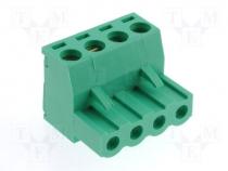 Pluggable terminal block plug female straight 5mm ways 4