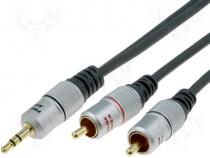 Cable Jack 3.5mm plug RCA plug x2 3m black Type stereo