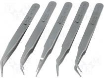 Set tweezers Pcs 5 Package case Application SMD 120mm