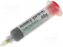 Paste, Sn96,5Ag3Cu0,5, lead free, syringe, 25....45um, 40g, 217C, 15%