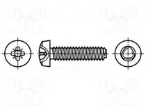 Screw, for metal, 3x8, Head  cheese head, Pozidriv, steel, zinc