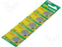 Battery lithium 3V CR2032 coin Ø20x3.2mm 220mAh 5 pcs