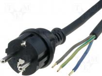 Cable CEE 7/7 (E/F) plug  wires rubber black 3m 3x1 5mm2 16A