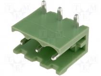 Pluggable terminal block socket male angled 5.08mm THT