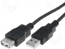 Cable USB 2.0 USB A socket  USB A plug nickel plated 1.8m