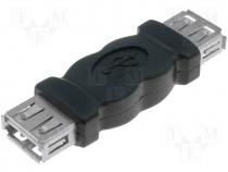 Adapter USB 2.0 USB A socket  both sides black
