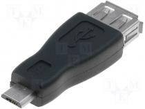 Adapter USB 2.0 USB A socket  USB B micro plug black