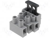 Terminal block 1x fuse 5x20mm ways 3 screw terminals tinned