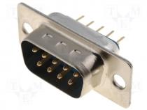 Connector D Sub socket male PIN 9 straight THT gold plated