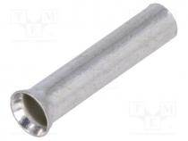Bootlace ferrule, non-insulated, copper, 1.5mm2, 10mm, tinned