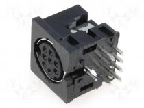 Socket DIN mini female PIN 8 angled THT