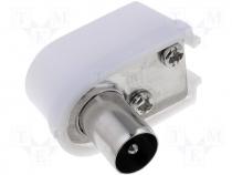 Plug coaxial 9.5mm male angled screw terminals  on cable