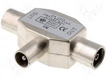 Splitter coaxial 9.5mm plug  coaxial 9.5mm socket x2