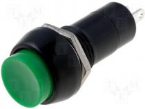 Switch push button 1 position SPST NO 1A/250VAC green Ø12mm