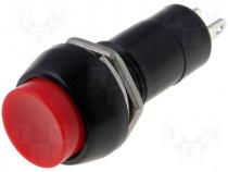 Switch push button 1 position SPST NO 1A/250VAC red Ø12mm