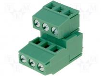 Terminal block double deck angled 90° 2.5mm2 5.08mm ways 6