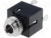 Socket Jack 3,5 mm x 18,6 mm female mono, with on/off switch