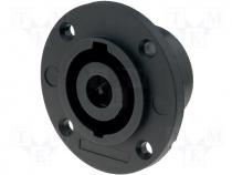Socket loudspeaker male round, with flange PIN 8
