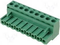 Pluggable terminal block plug female straight 5.08mm ways 9