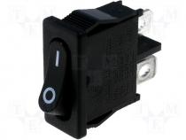 ROCKER 2-position SPST ON-OFF 10A/250VAC black -25....80C