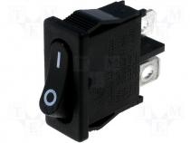 ROCKER 2-position SPST ON-OFF 10A/250VAC black -25÷80C