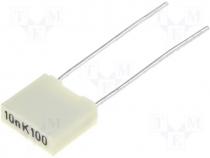 Capacitor polyester 10nF 100V Pitch 5mm 10% 2.5x6.5x7.2mm