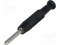Plug, 2mm banana, 6A, 60VDC, black, Connection  soldering, -25....60C