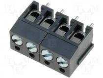 Terminal block, angled, 5mm, THT, ways 4, 24A, grey, 250V