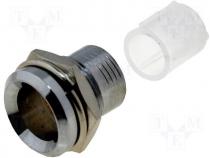 LED holder, 10mm, chromium, metal, concave, with plastic plug