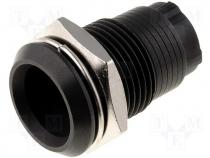 LED holder, 10mm, metal, concave, with plastic plug, black