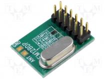 Module RF, FM transceiver, FSK, 433.92MHz, SPI, -105dBm, 5dBm, THT