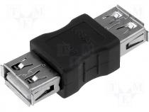 Adapter, USB 2.0, USB A socket, both sides