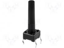 Microswitch, 1-position, SPST-NO, 0.05A/12VDC, THT, 1.6N, 6x6mm