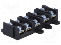 Terminal block, ways 5, screw terminal, 1.5....4mm2, black, 380V